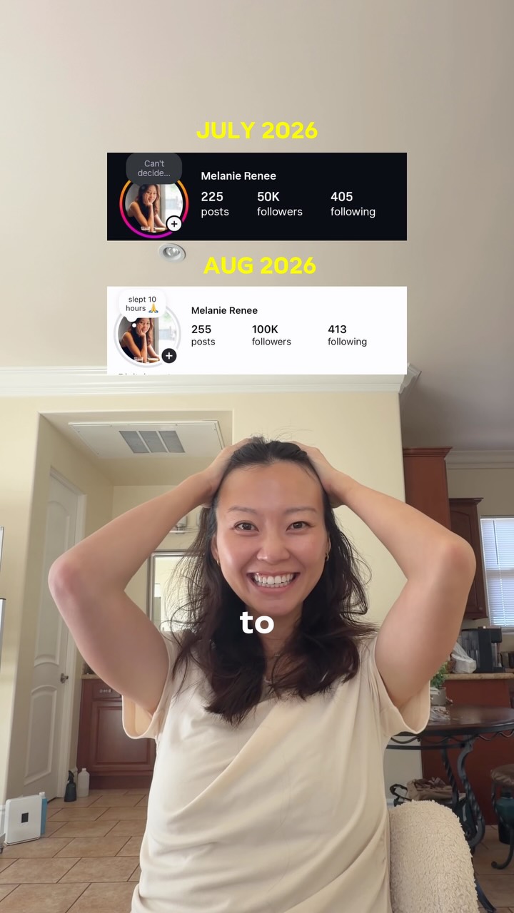 Melanie's Instagram counters in July and August, and her shocked smile